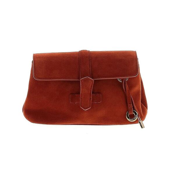 Loro Piana Suede Clutch Bag Orange Brown Tres Jolie Mini Micro Purse Leather - Picture 1 of 9
